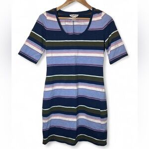 Tommy Bahama Women Small Petite‎ Shore Stripe Scoop Neck T Shirt Stretch Dress